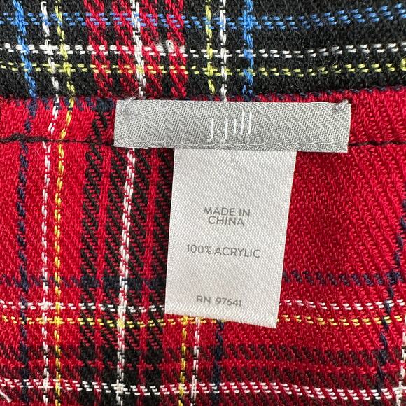 J.Jill Scarf WMNS Red Black Multi Mixed Plaid Tartan Infinity Winter Holiday - Picture 6 of 8